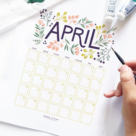 Freebie Friday - April 2018 Calendar