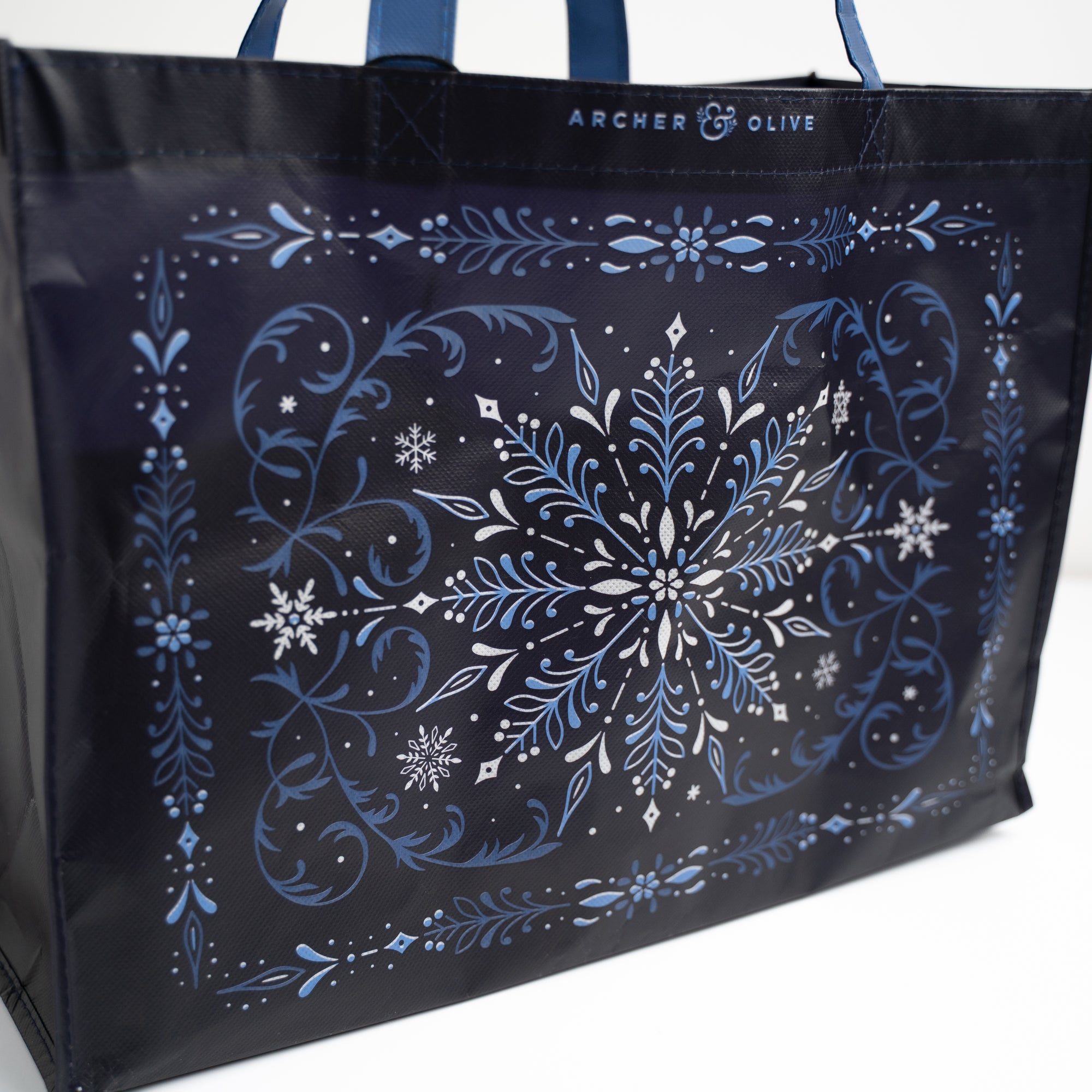Reusable Snowflake Shopping Tote - Archer and Olive