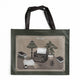 Olive green tote bag illustrated with vintage typewriter and writer's desk scene