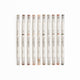 Set of ten Quiet Corners calligraphy pens with flexible brush tips laid out with lettering samples