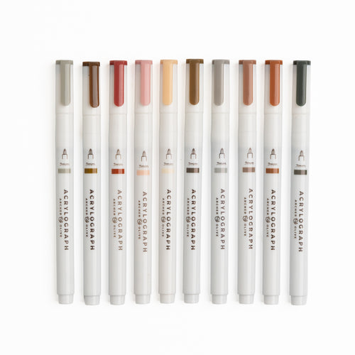  Set of ten Quiet Corners acrylograph fine-tip .7 mm acrylic paint pen
