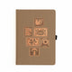 Taupe buckram notebook with six foiled postage-stamp-style nature illustrations