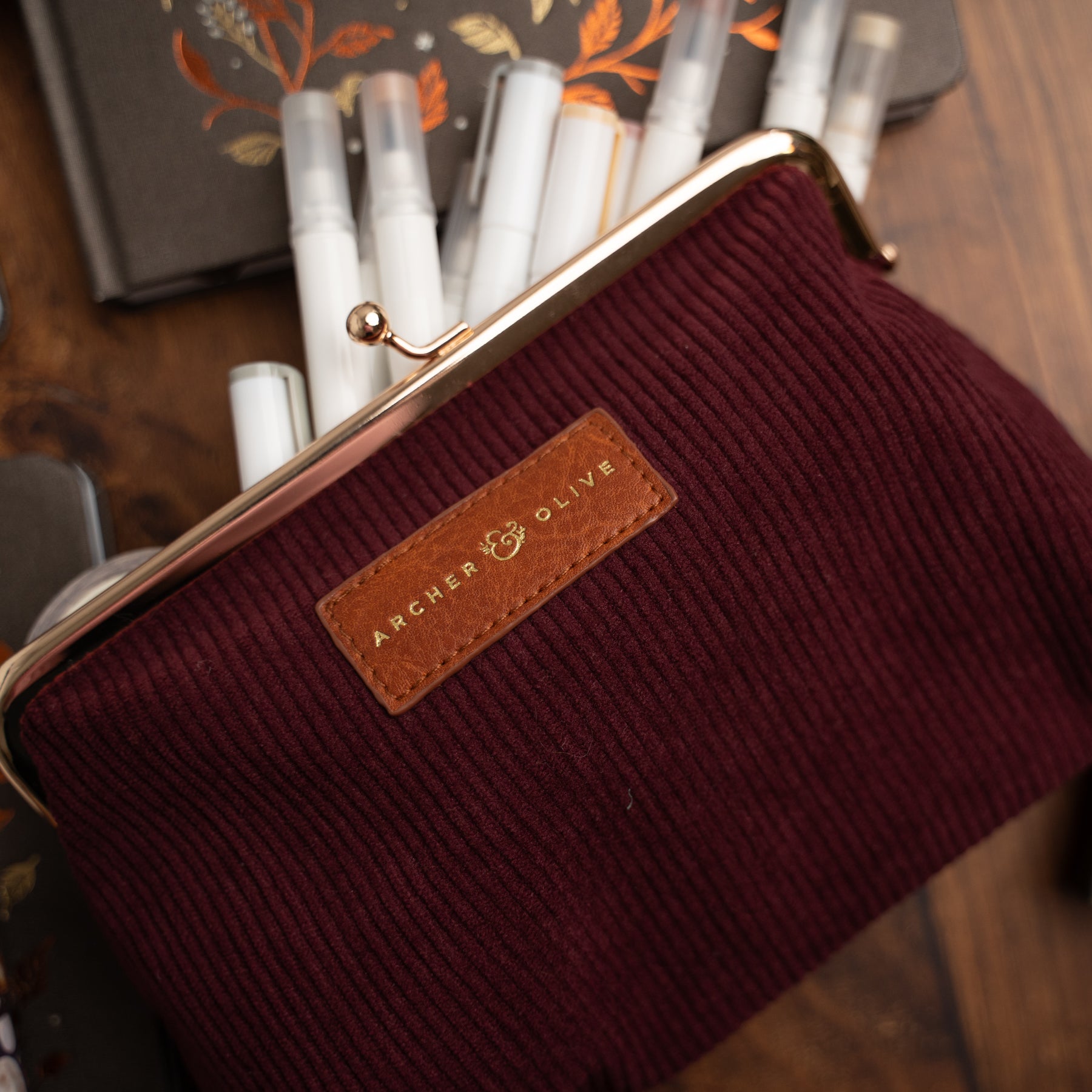 Quiet Corners Kiss Lock Pouch in Maroon