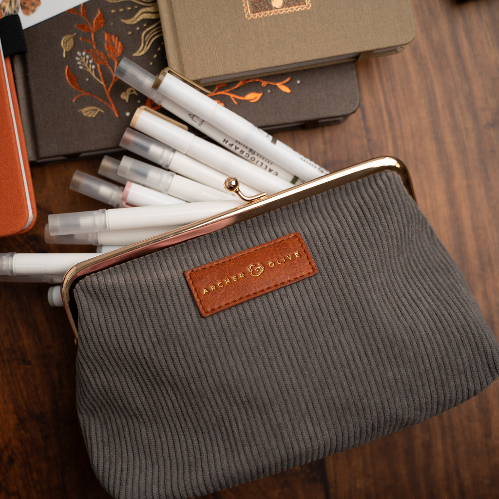 Quiet Corners Kiss Lock Pouch in Gray