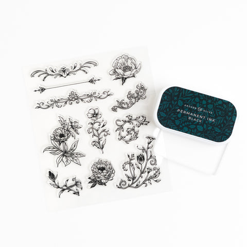 Antique Floral Stamp Set - Archer and Olive