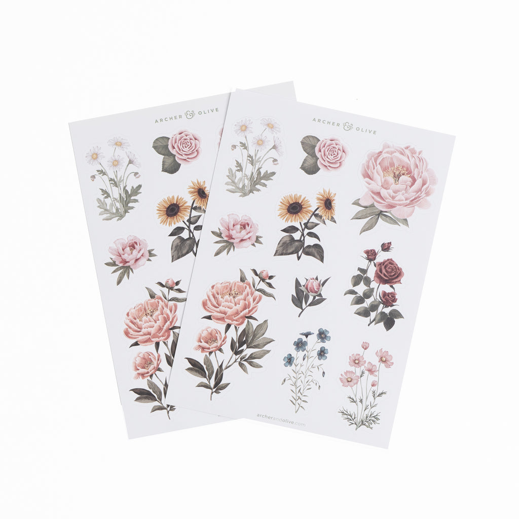 Antique Floral Sticker Set - Archer and Olive