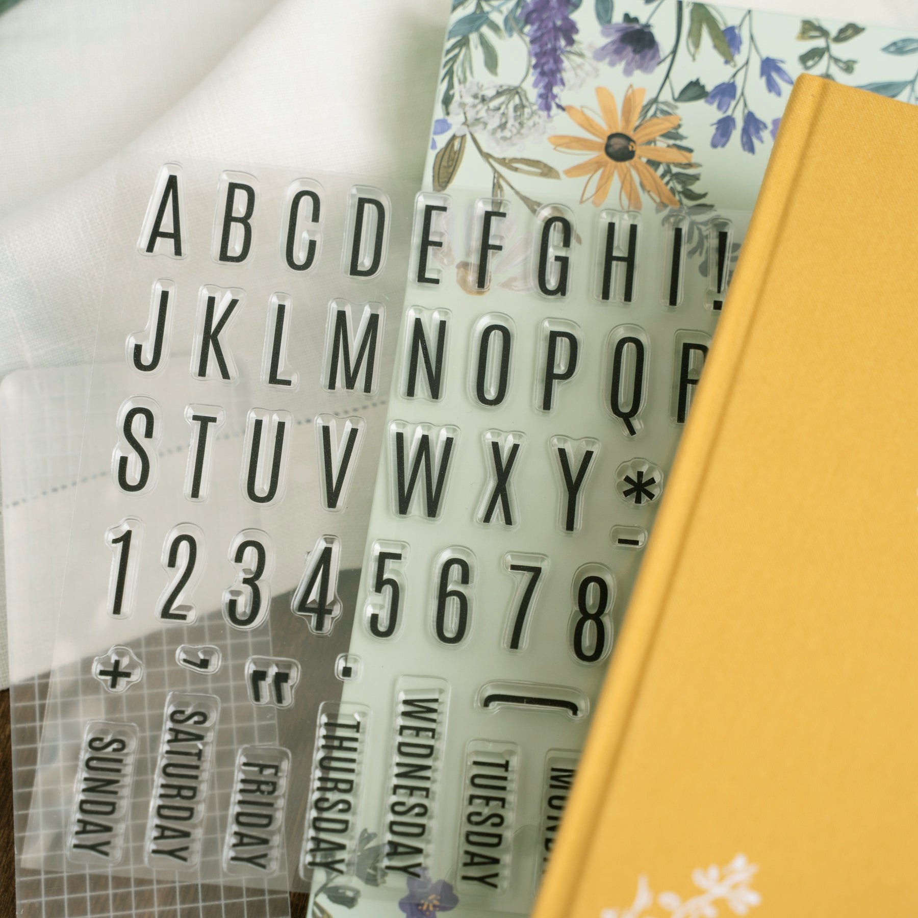 Clear stamp set with letters and numbers 