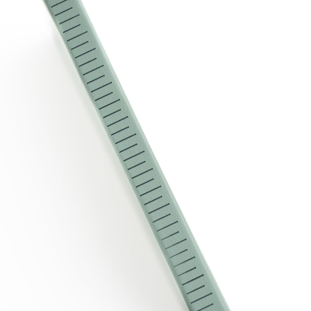 Mint green ruler on a white background