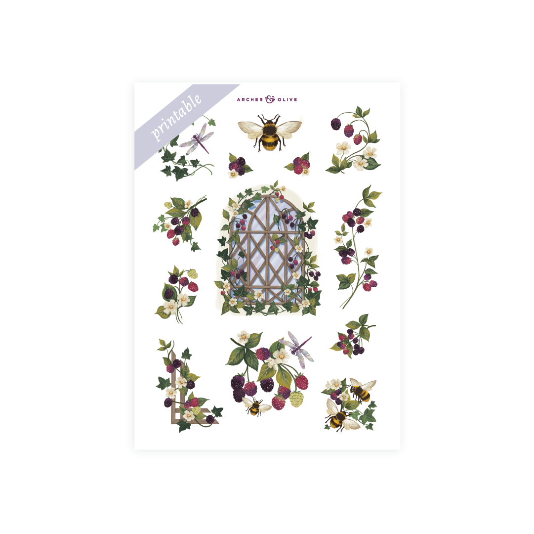 Printable Sticker: Berries & Vines – Archer and Olive