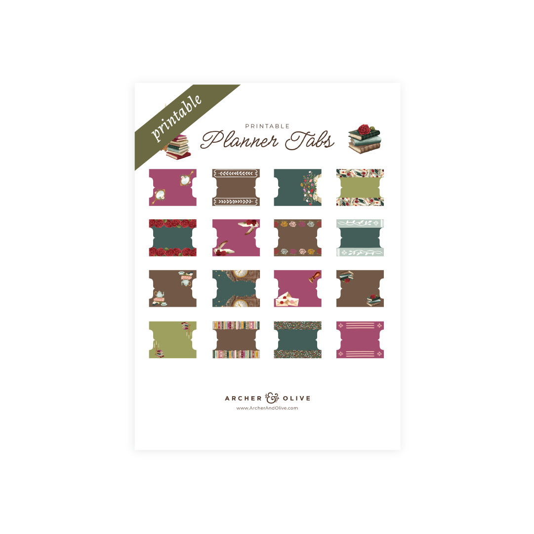 Printable Planner Tabs: Books of Beauty - Archer and Olive