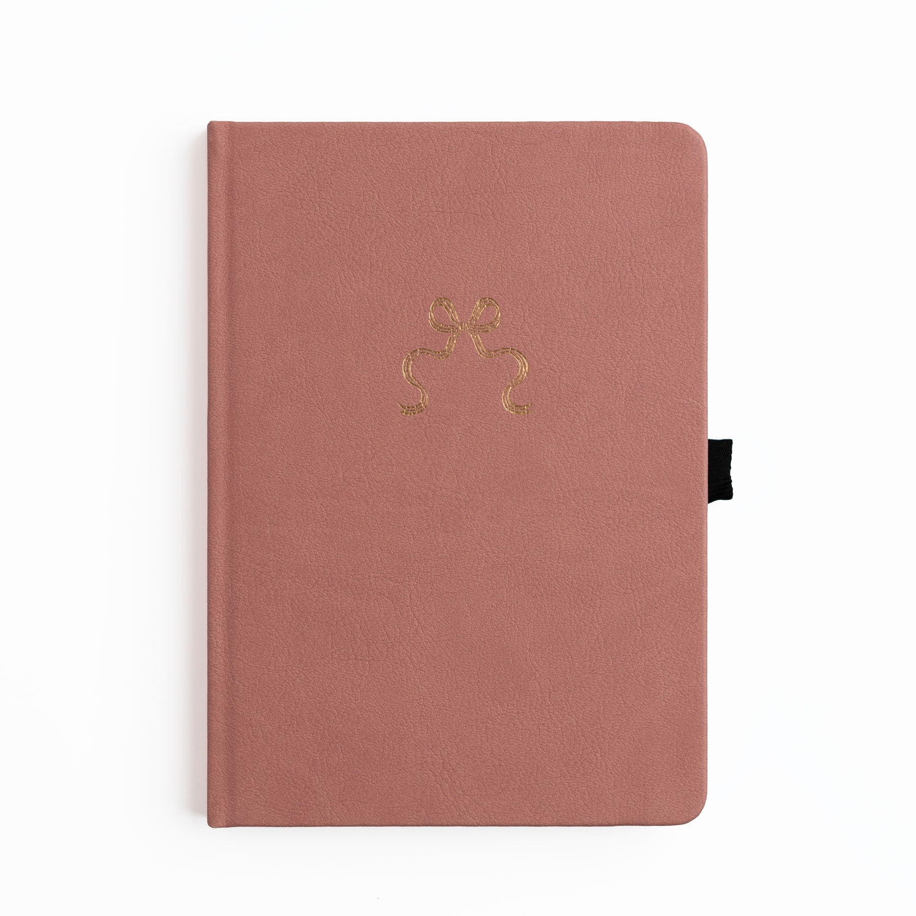 Pink notebook with a gold emblem on a white background