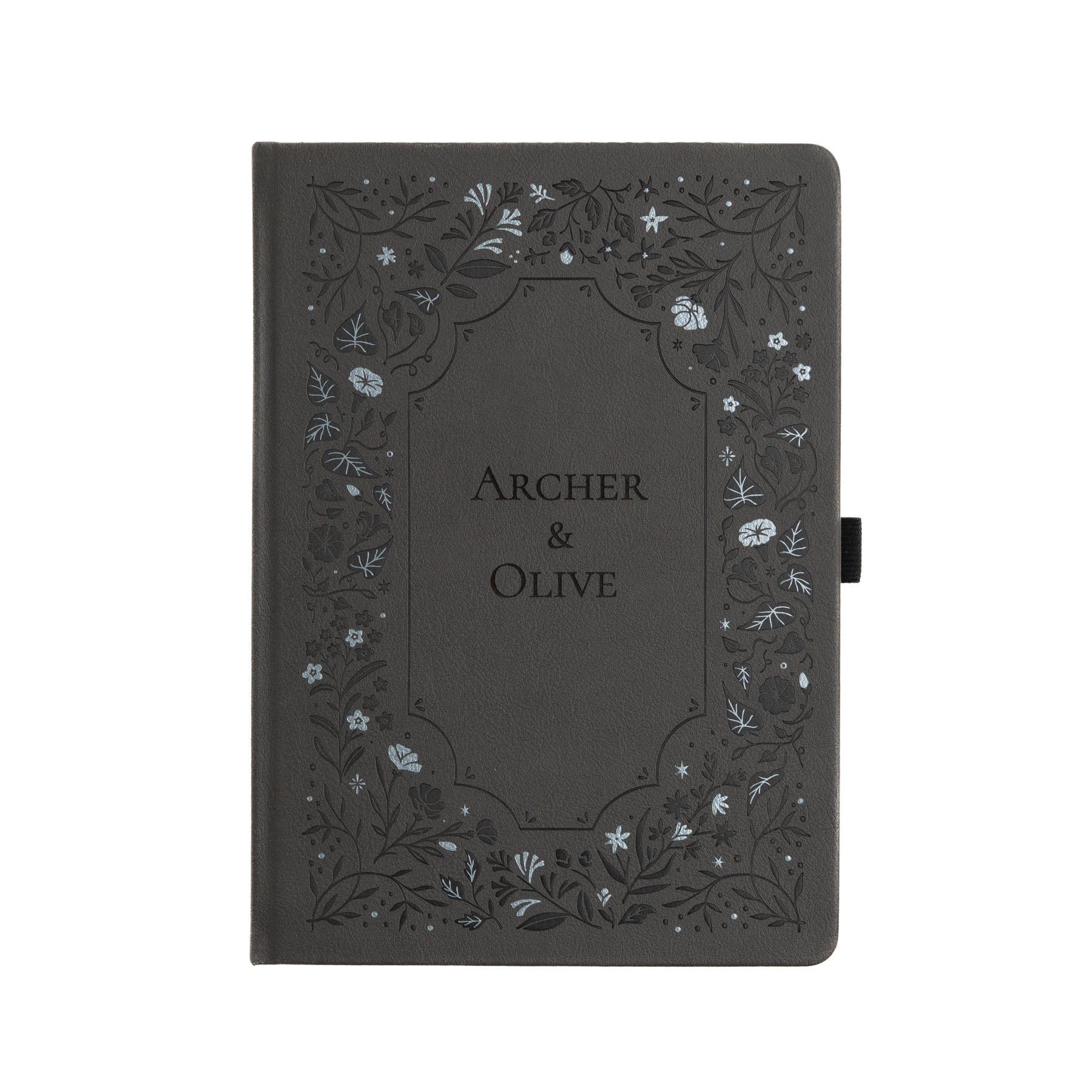 B5 Midnight Floral in Gray: Dot Grid Notebook - Archer and Olive