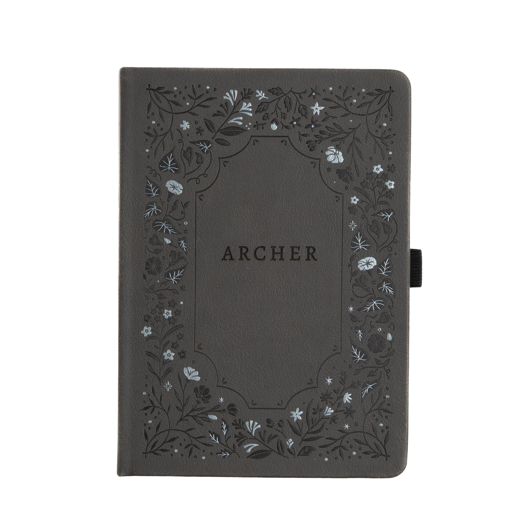 B5 Midnight Floral in Gray: Dot Grid Notebook - Archer and Olive