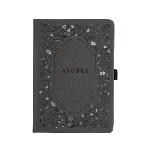 A5 Midnight Floral in Gray: Dot Grid Notebook