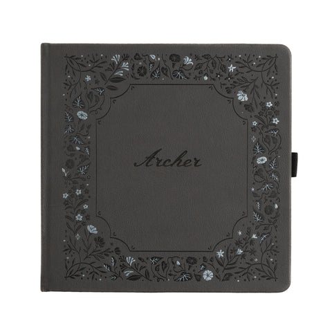 8x8 Midnight Floral in Gray: Dot Grid Notebook