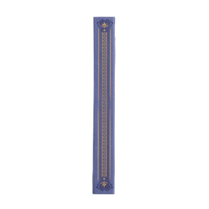 Spine of notebook with periwinkle color and gold foil details