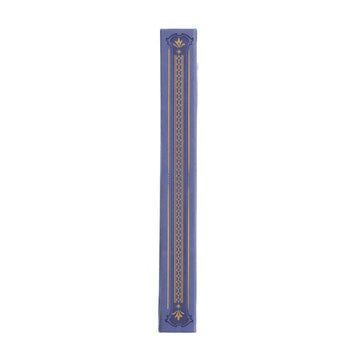 Spine of notebook with periwinkle color and gold foil details