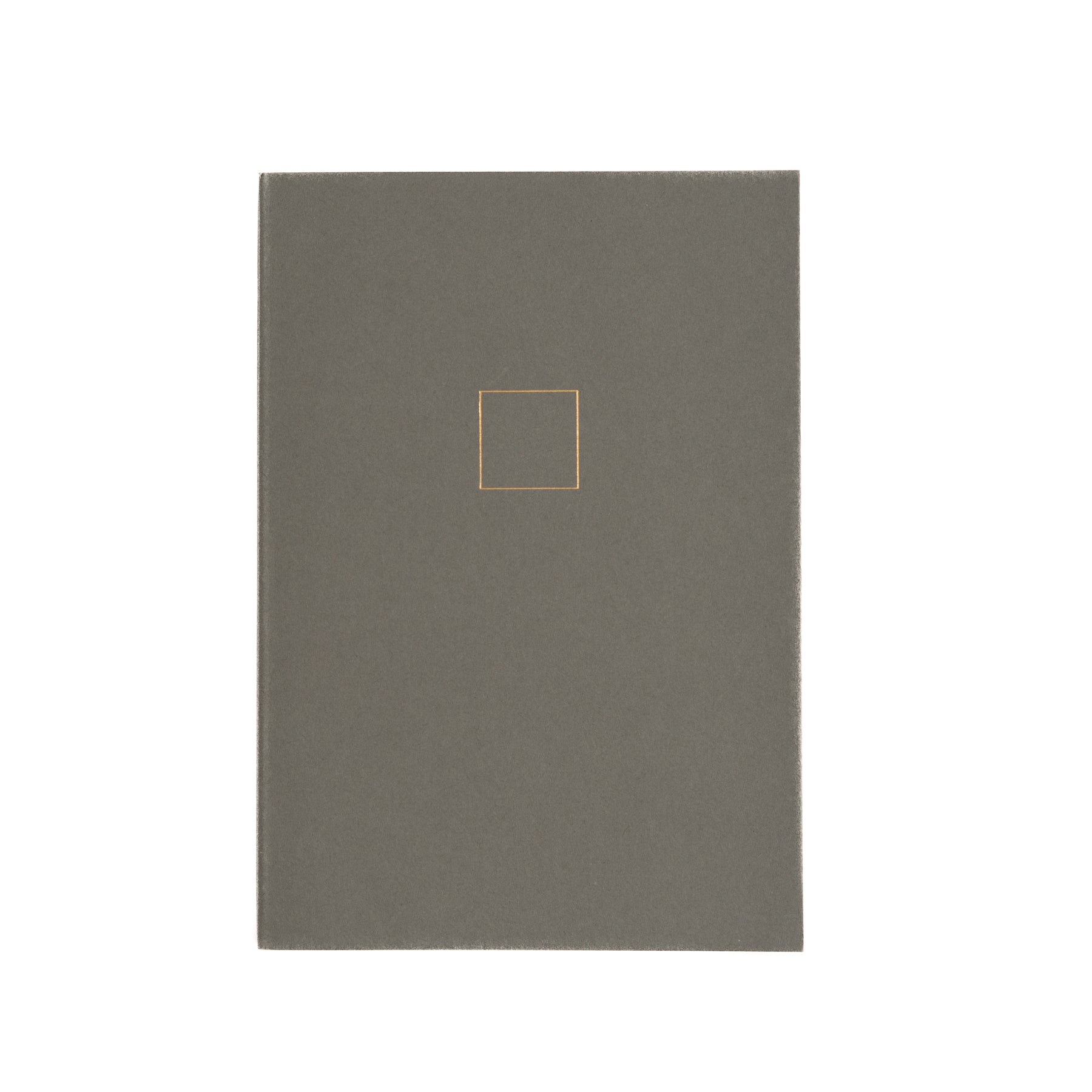 Gray book with a gold square on a white background