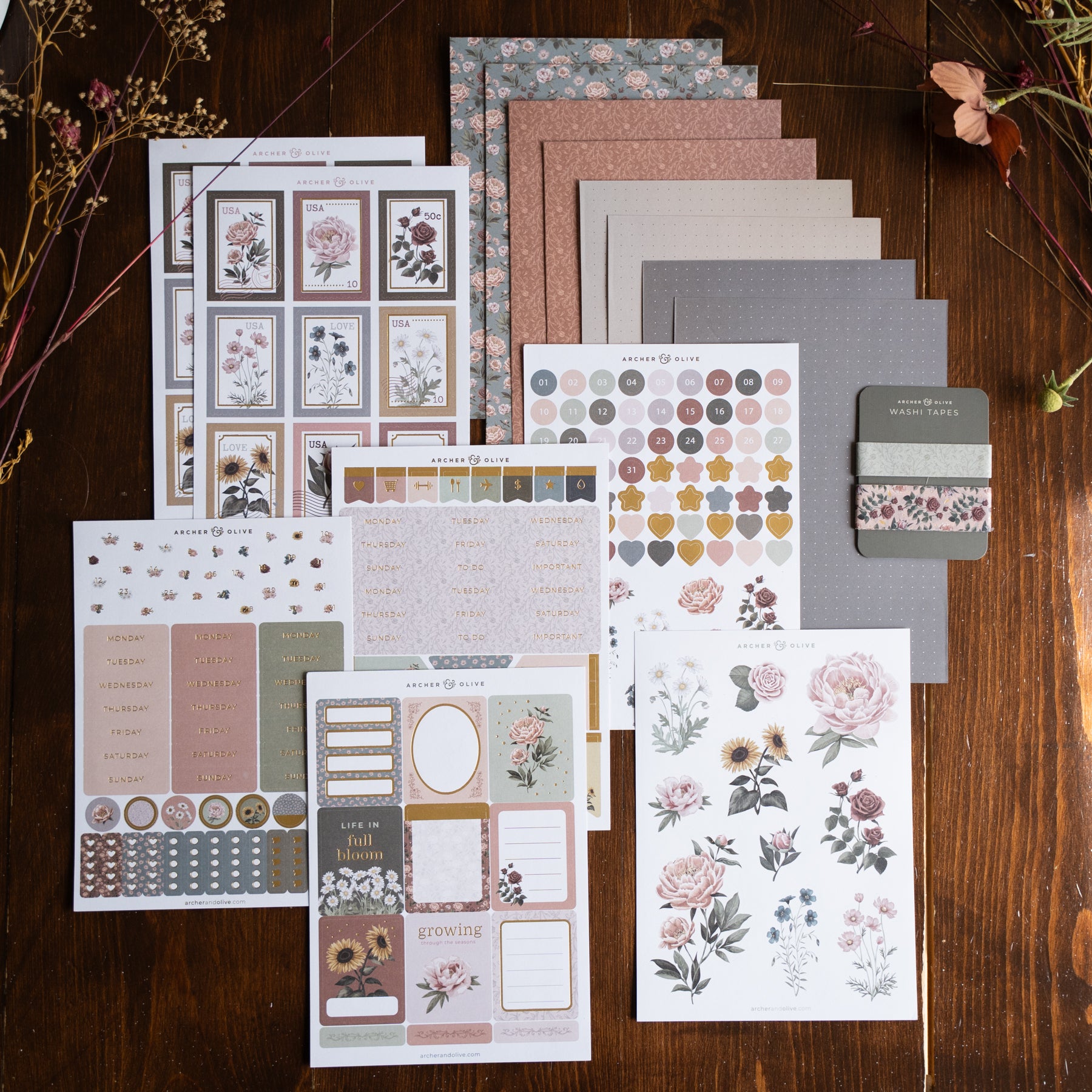 Antique Floral Everyday Theme Kit