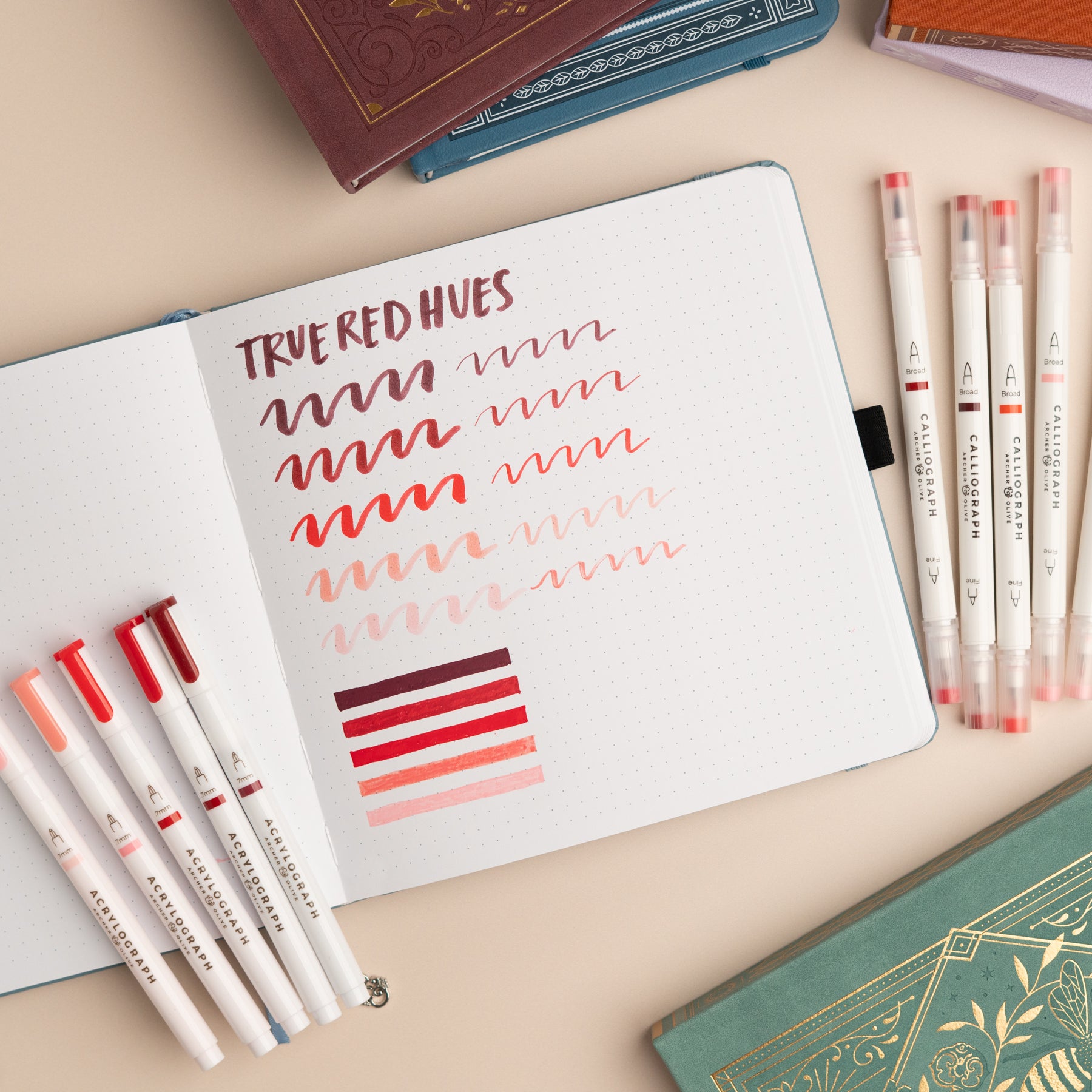 True Red Hues sets of 5 - Archer and Olive