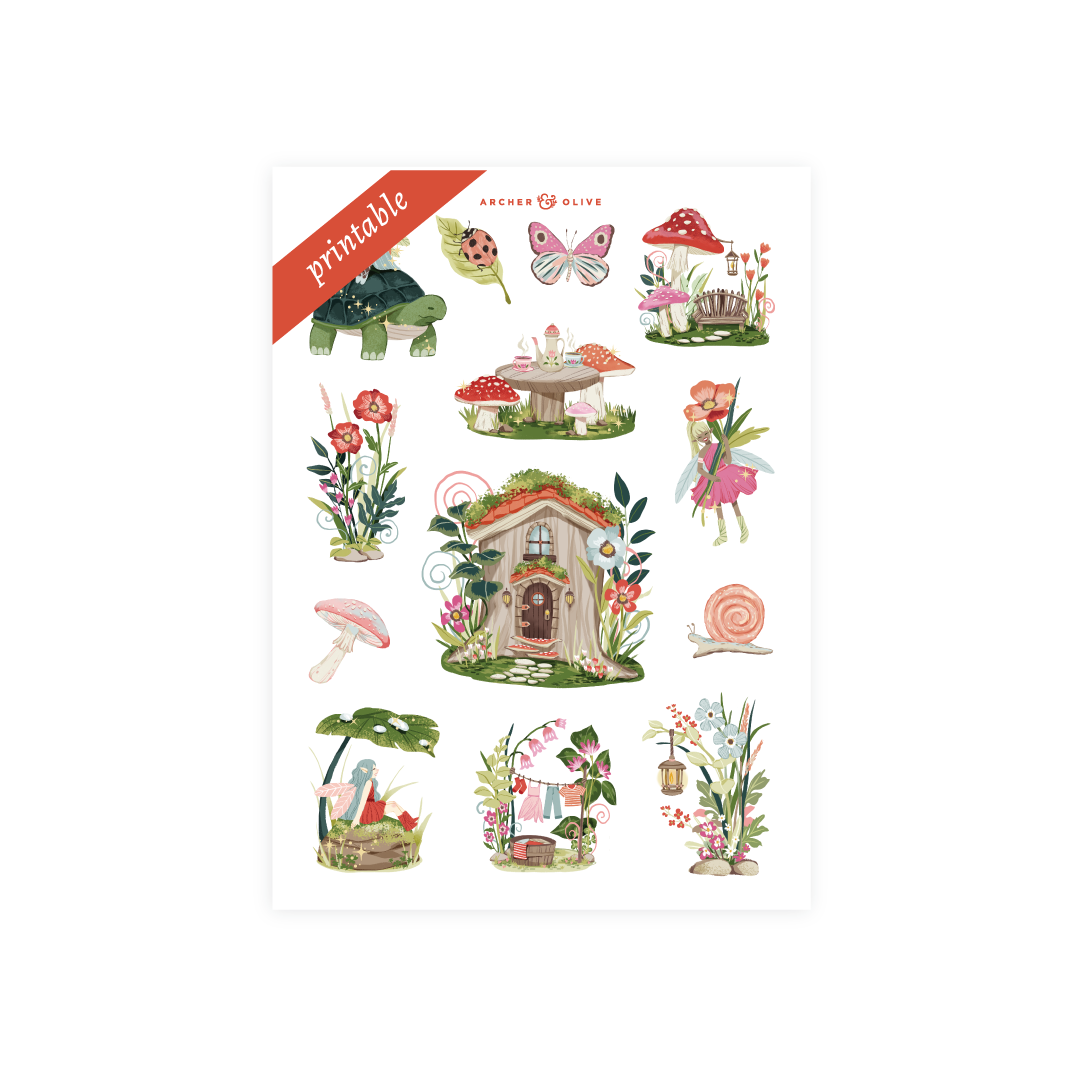 Printable Sticker: Fairy House - Archer and Olive