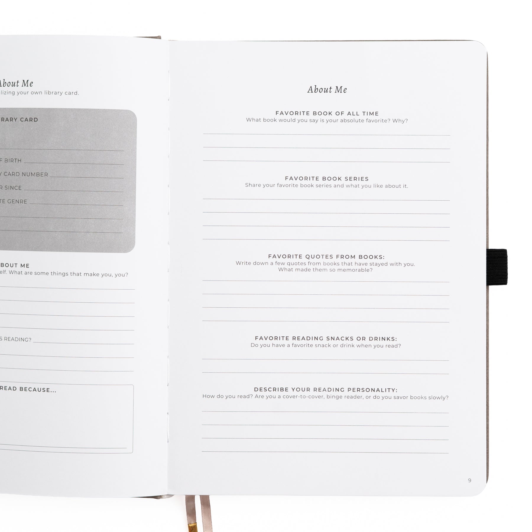 Open book with questionnaire pages on a white background