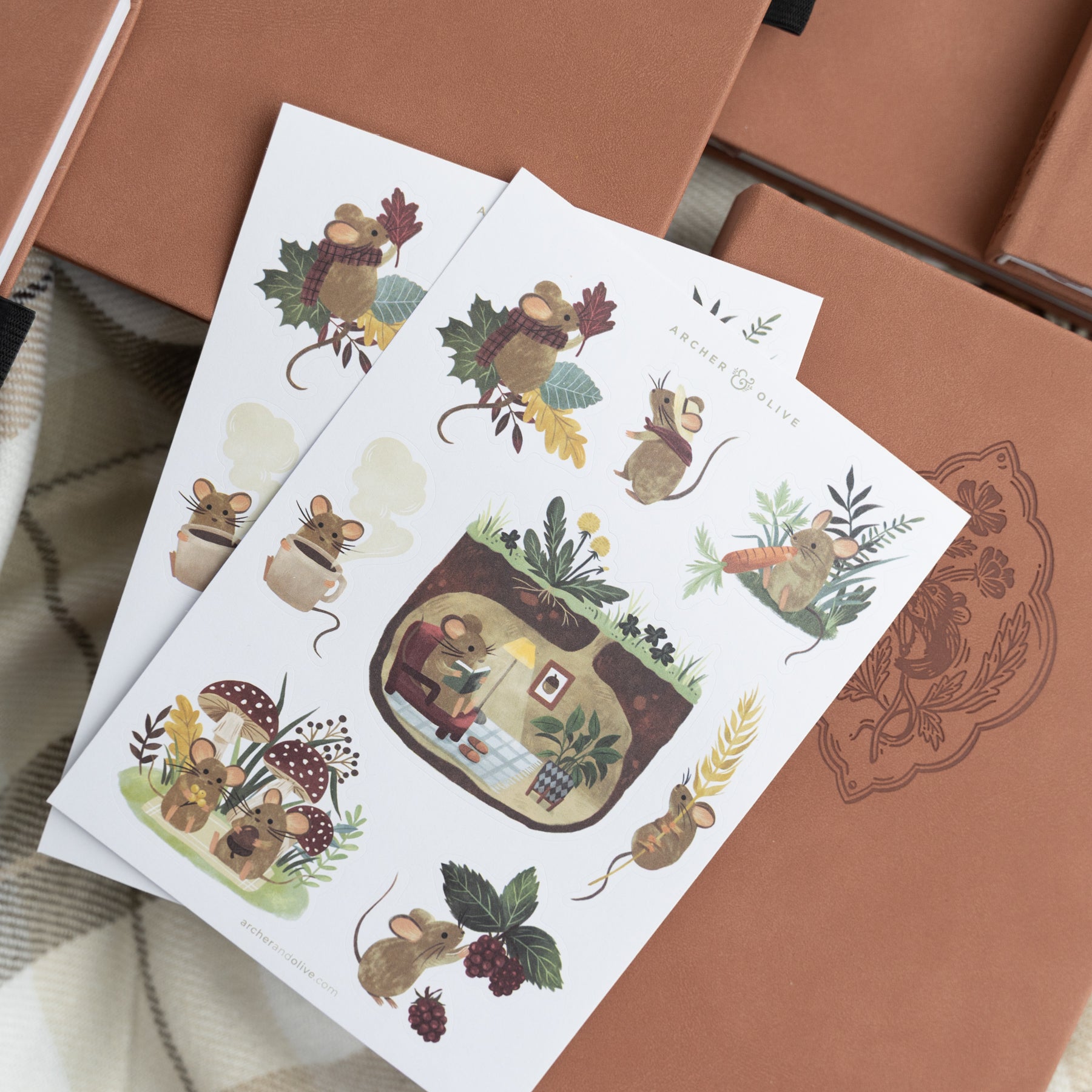Field Mouse Sticker Set - Archer and Olive