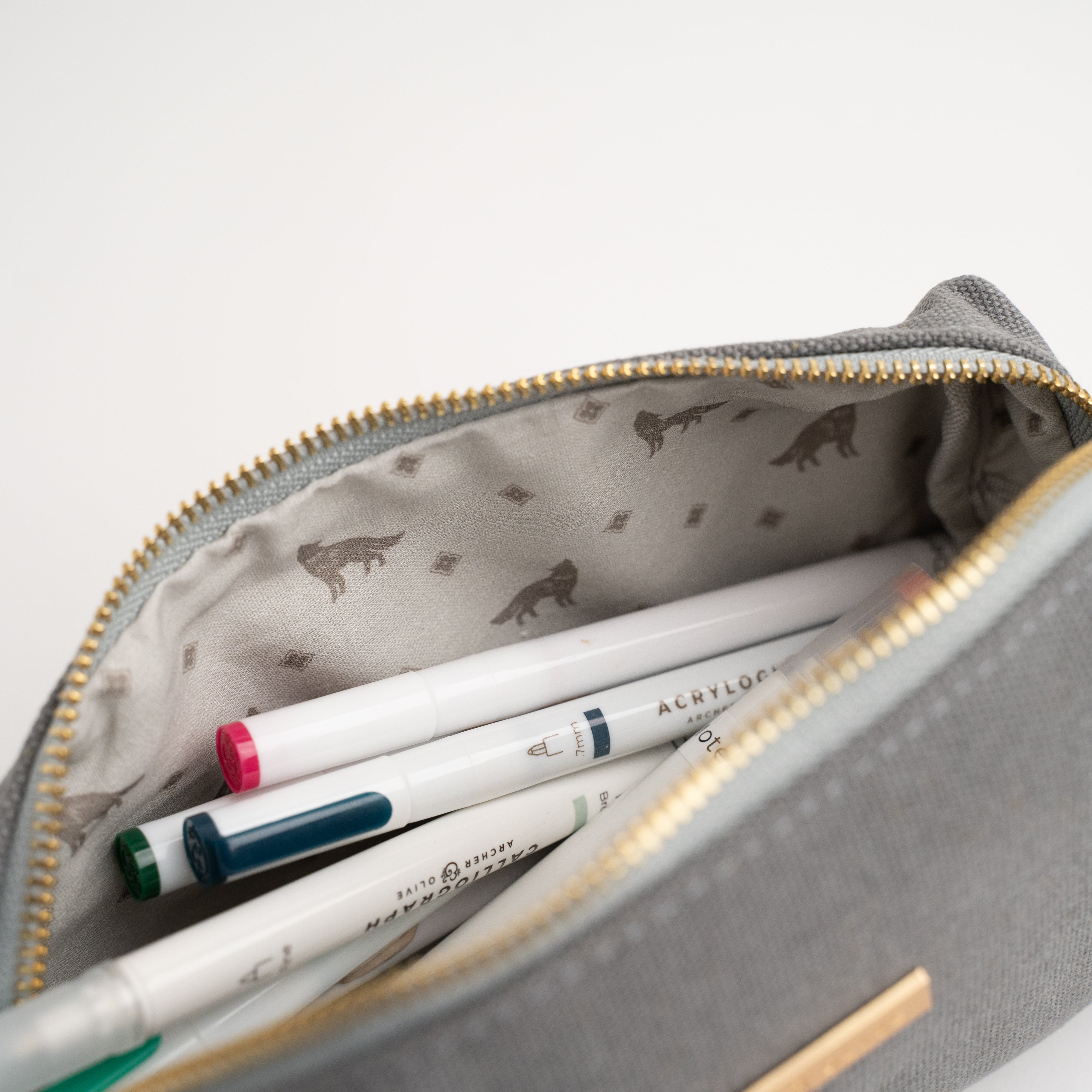 Wolf Lined Boxy Zipper Pouch - Archer and Olive