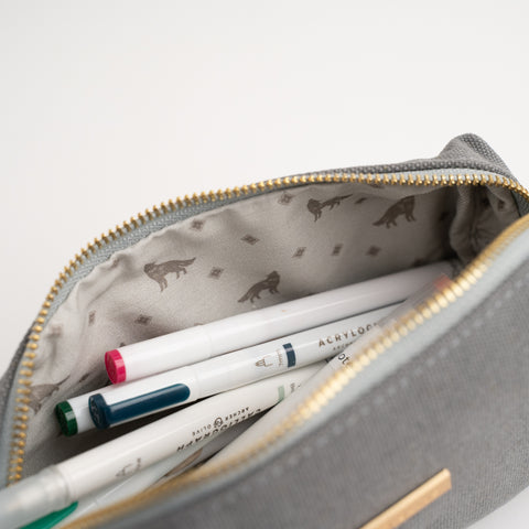 Wolf Lined Boxy Zipper Pouch - Archer and Olive
