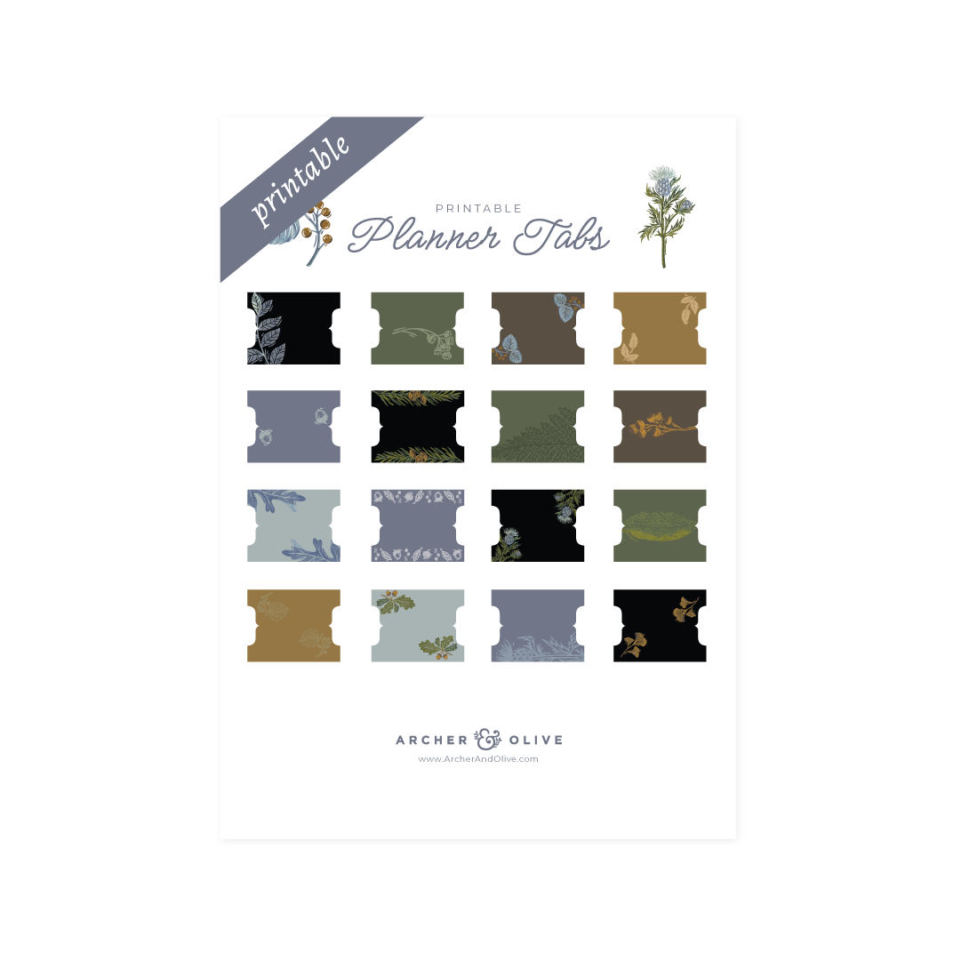 Forest Impressions Printable Planner Tabs - Archer and Olive