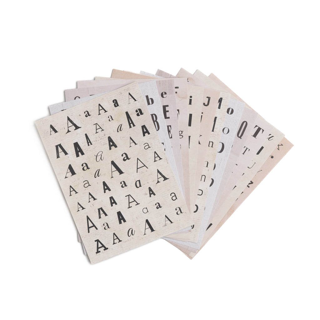 12-page Halloween letter sticker set on weathered matte paper. Variety of fonts.