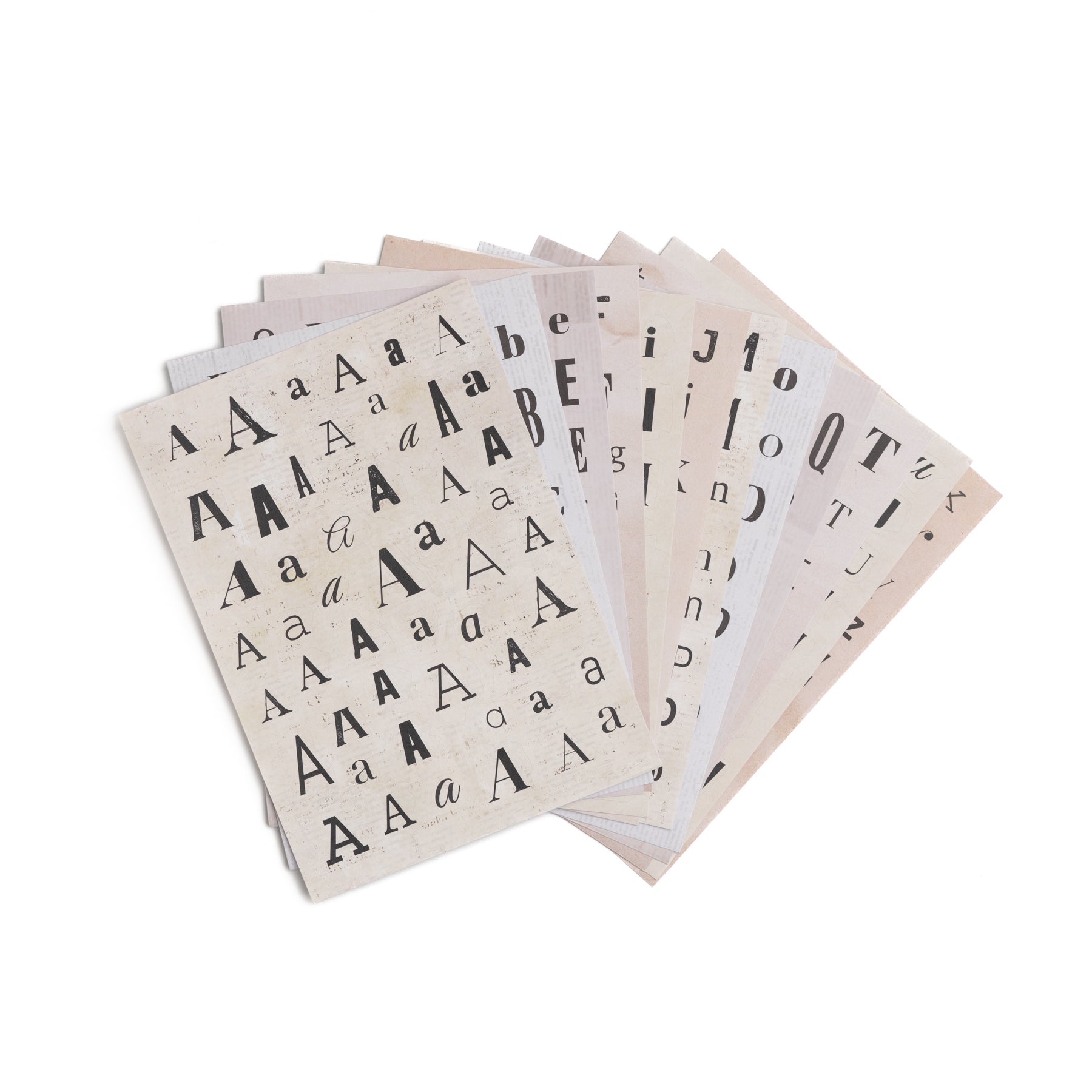 12-page Halloween letter sticker set on weathered matte paper. Variety of fonts.