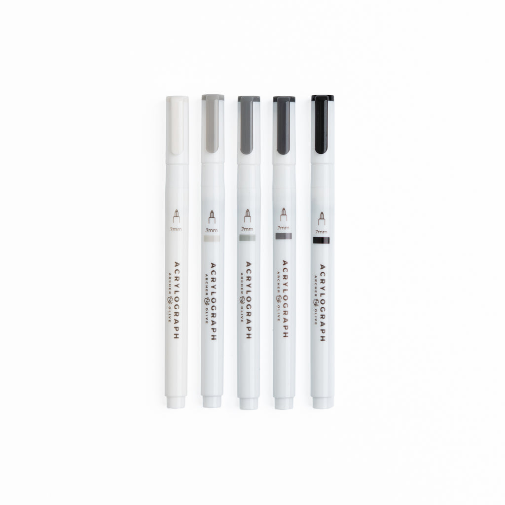 Grayscale Acrylographs | Set of 5 - Archer and Olive