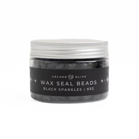 Black Sparkles Wax Seal Beads - Archer and Olive