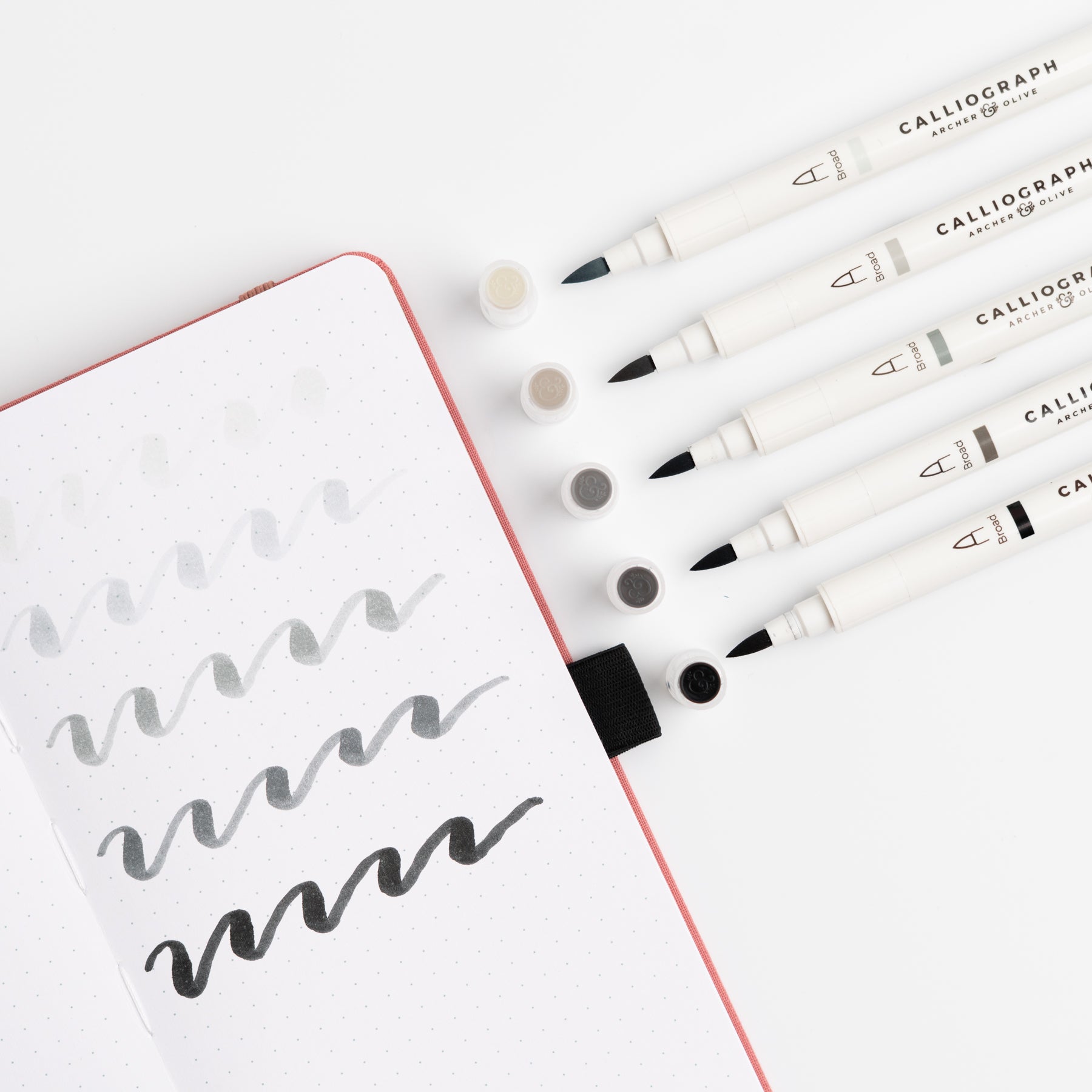 Grayscale Calliographs | Set of 5 - Archer and Olive