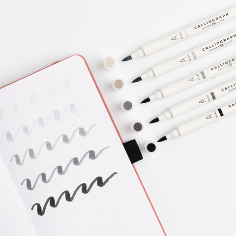 Grayscale Calliographs | Set of 5 - Archer and Olive