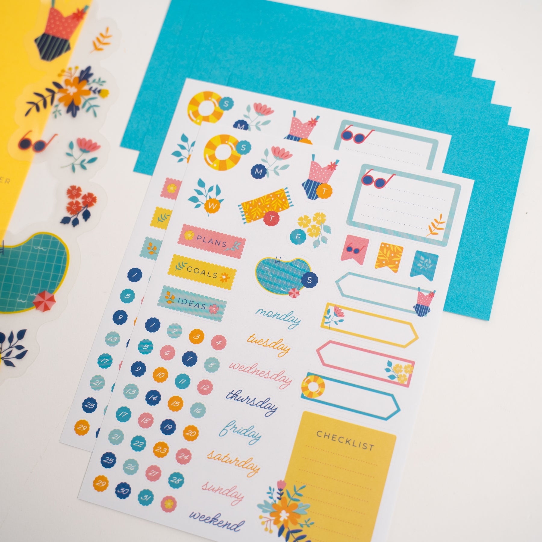 June Monthly Bullet Journal Sticker Kit Summer Camping Themed