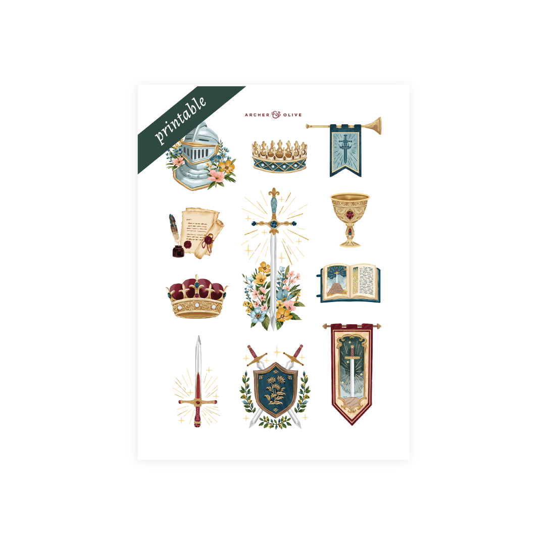 Printable Sticker: Knight's Sword - Archer and Olive