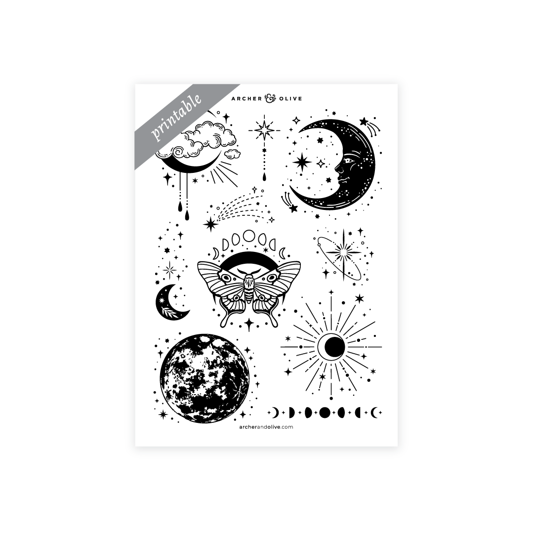 Printable Stickers: Lunar Veil - Archer and Olive