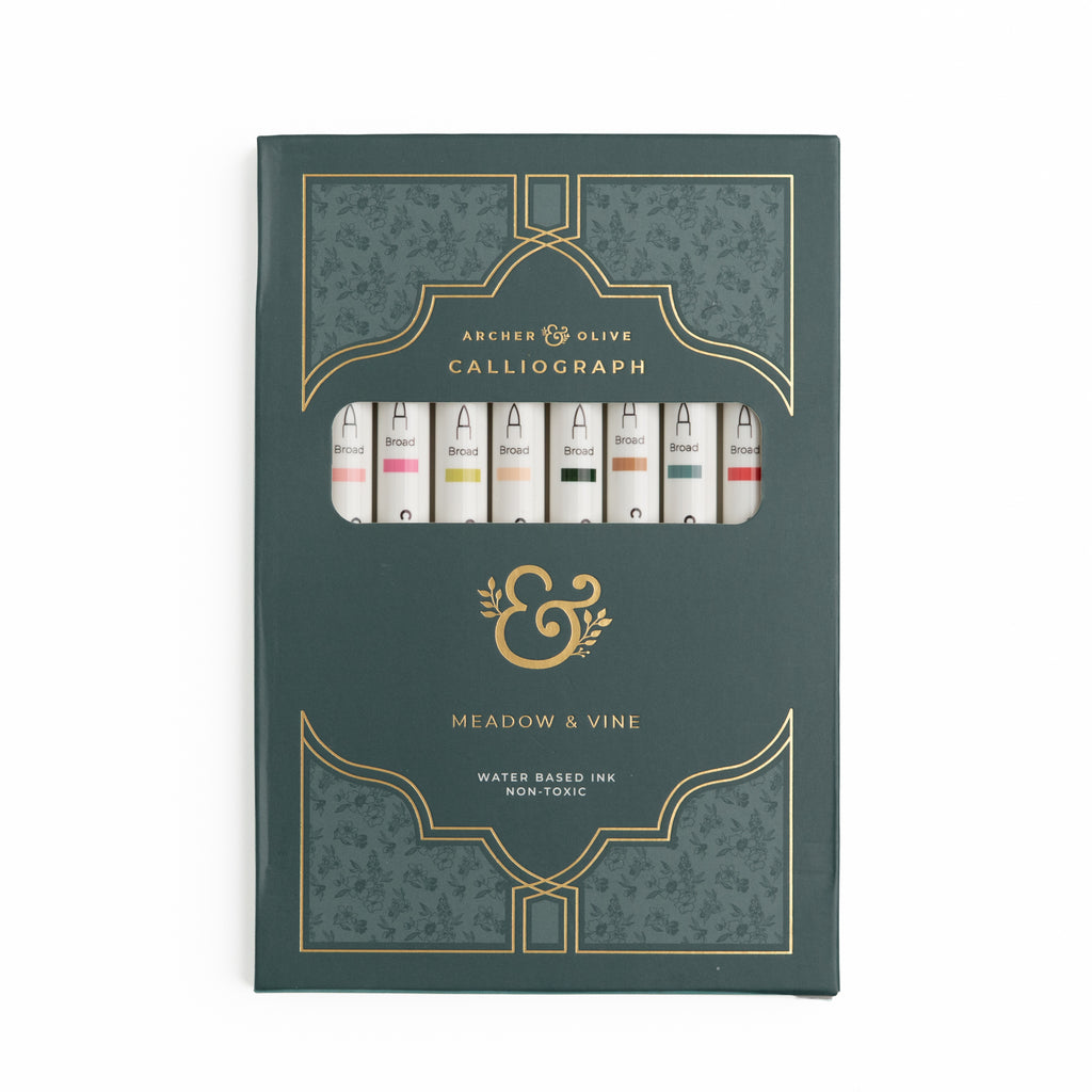 Meadow & Vine Set of 10 Calliograph Pens - Archer and Olive