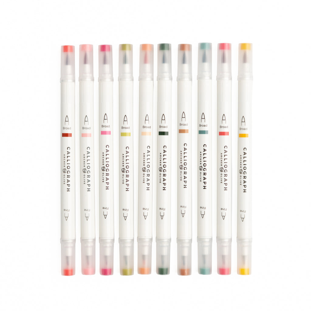 Meadow & Vine Set of 10 Calliograph Pens - Archer and Olive