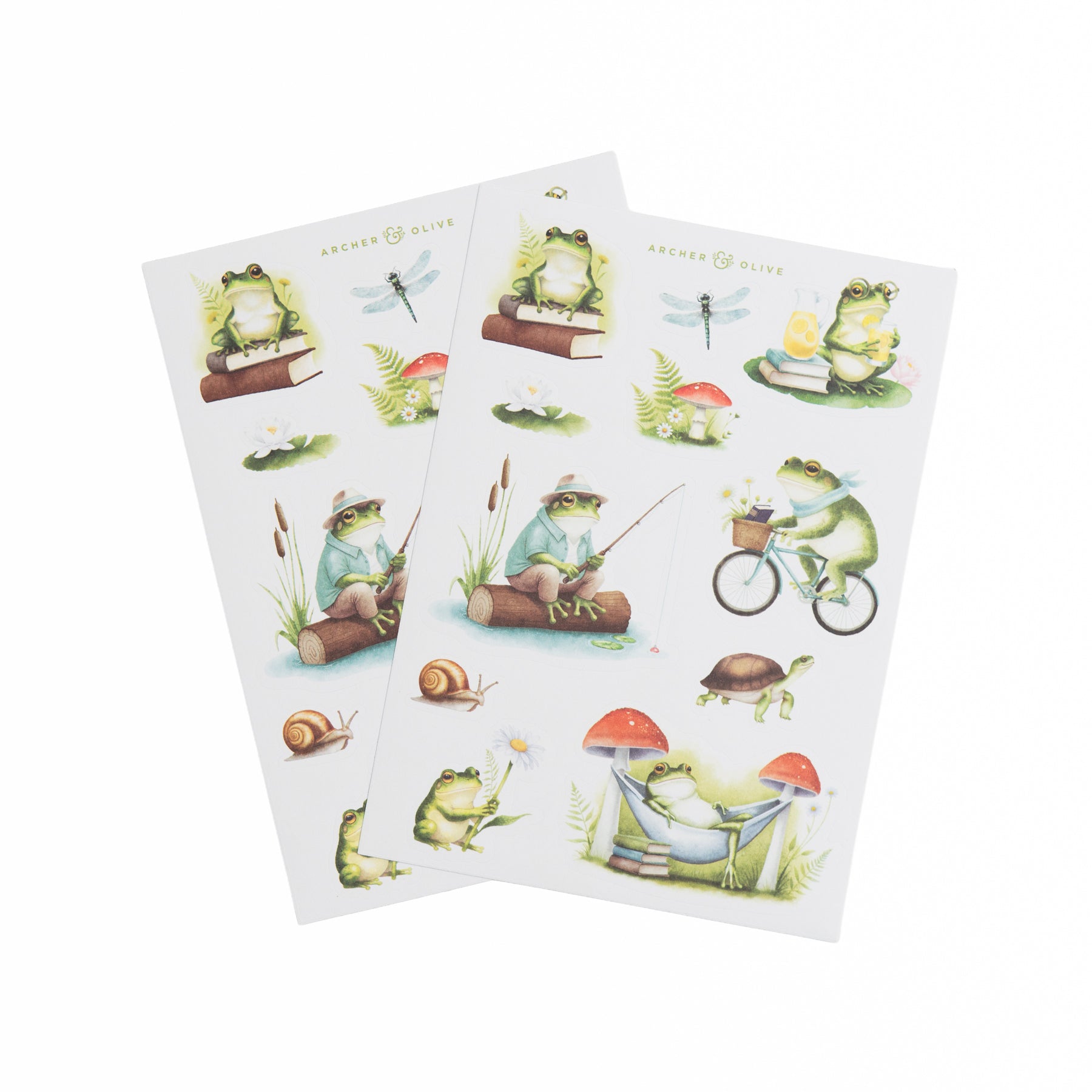 Stickers:  Literary Frog - Archer and Olive