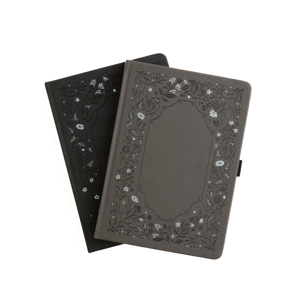 A5 Dot Grid Notebook: Midnight Floral in Gray - Archer and Olive