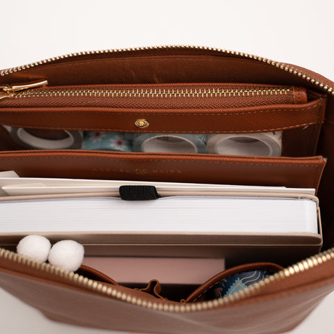 Vegan Leather Travel Accessory Pouch with Insert - Archer and Olive
