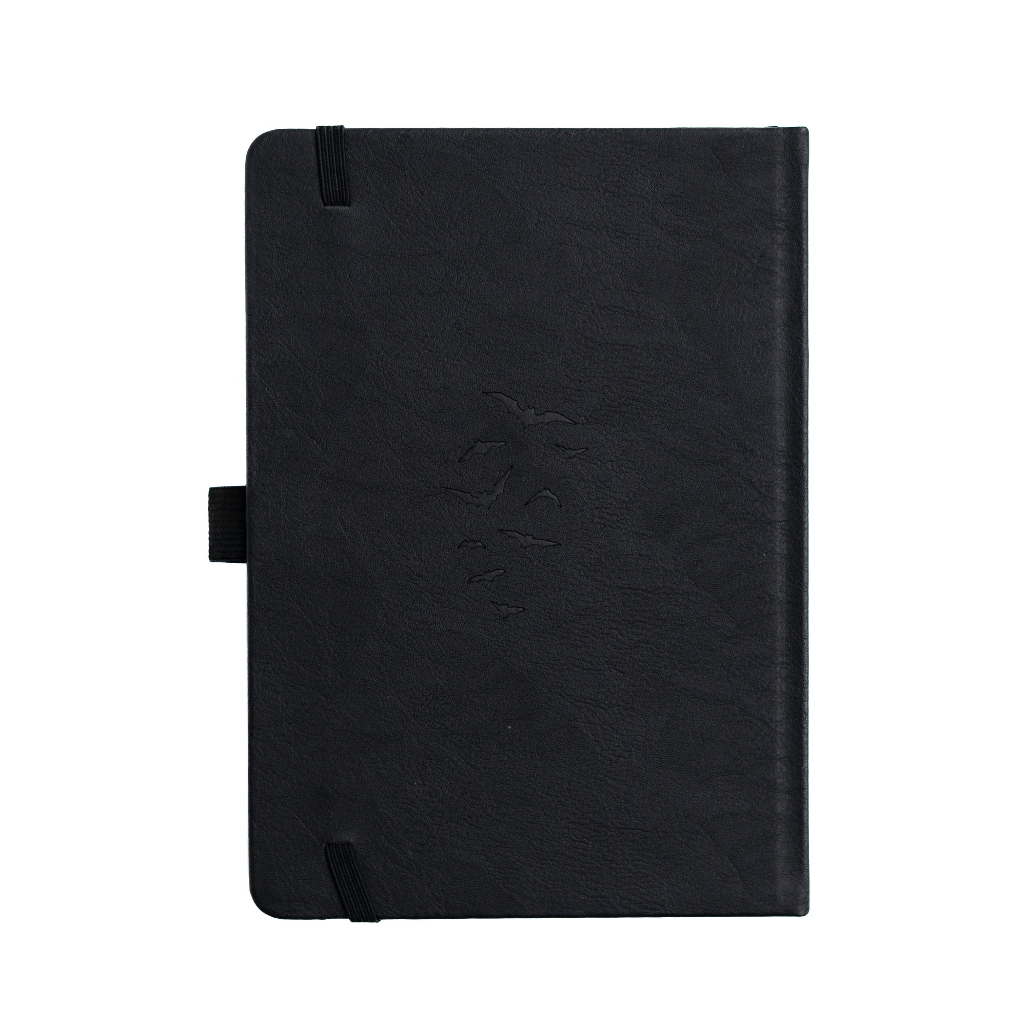 Black notebook on a white background
