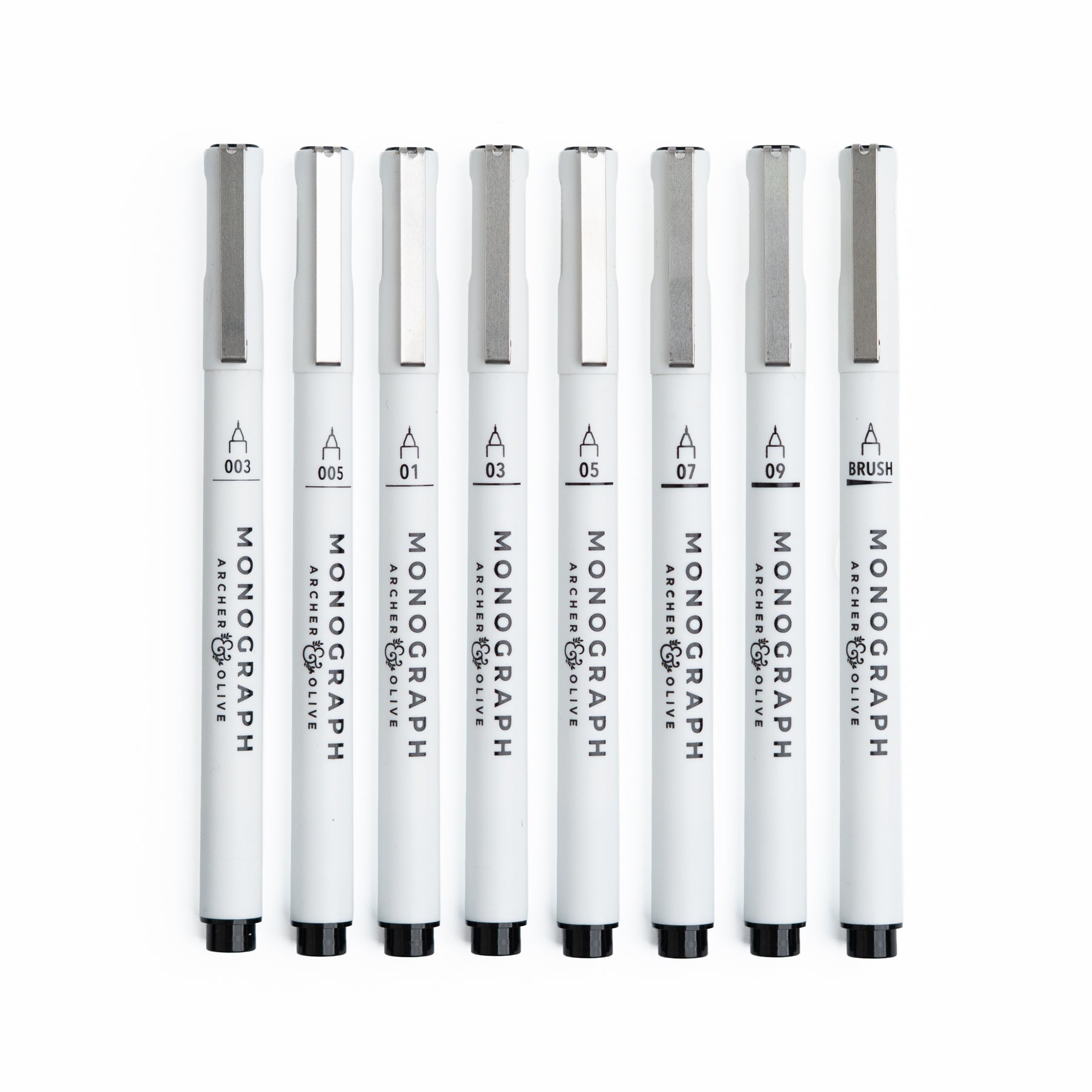 Fine Line Pen Set  of 8- Archer and Olive