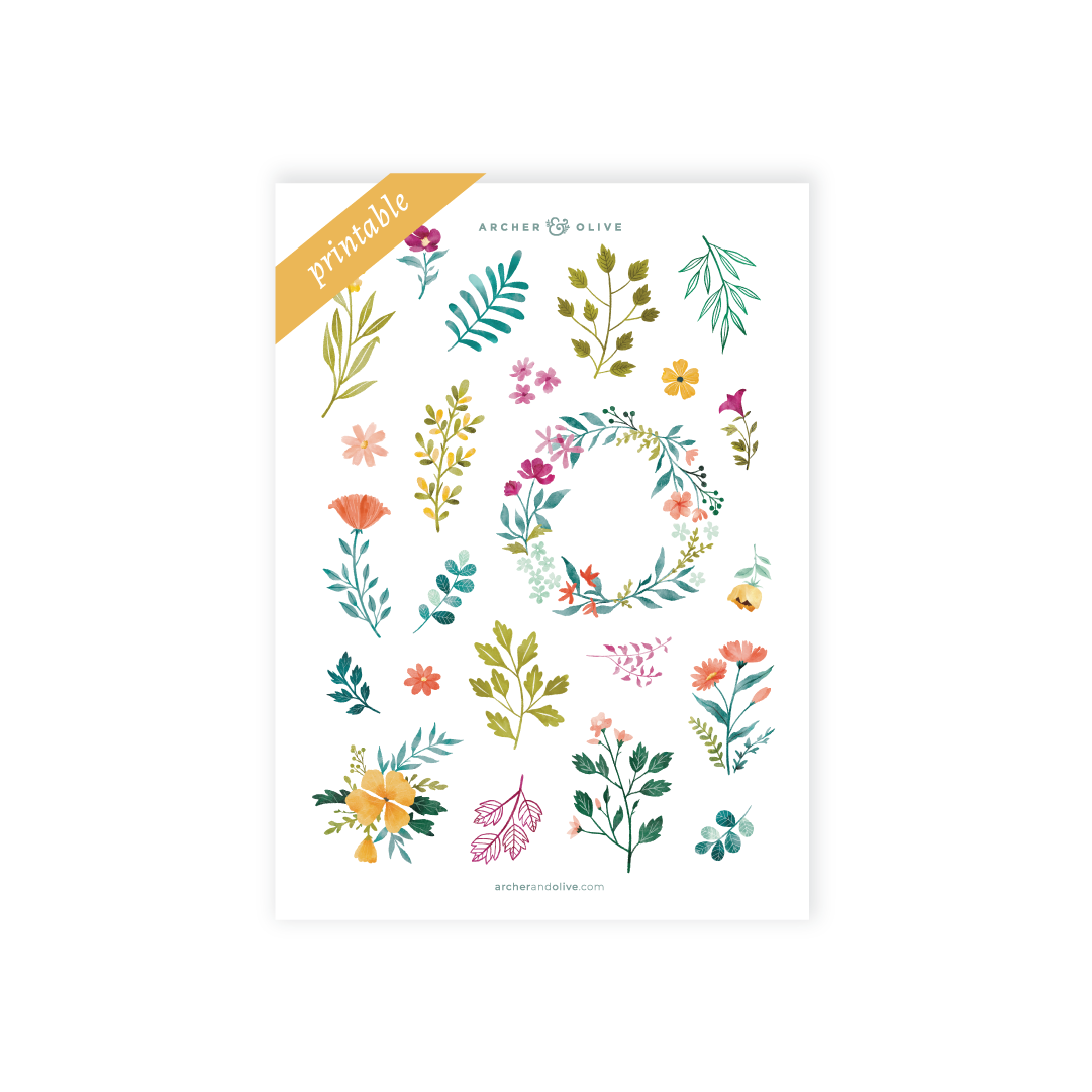 Signature Sticker Note Signature Floral Printable Sticker Set | Archer and Olive