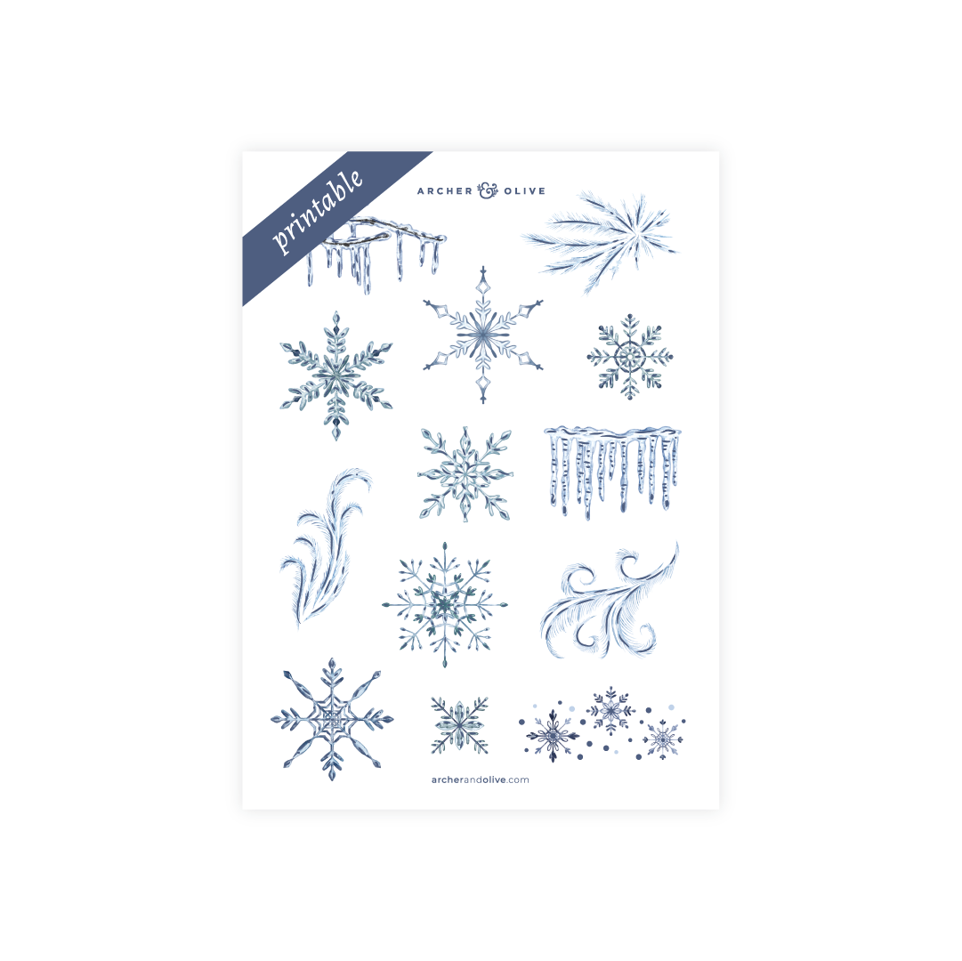 Printable Sticker: Frosted Storybook