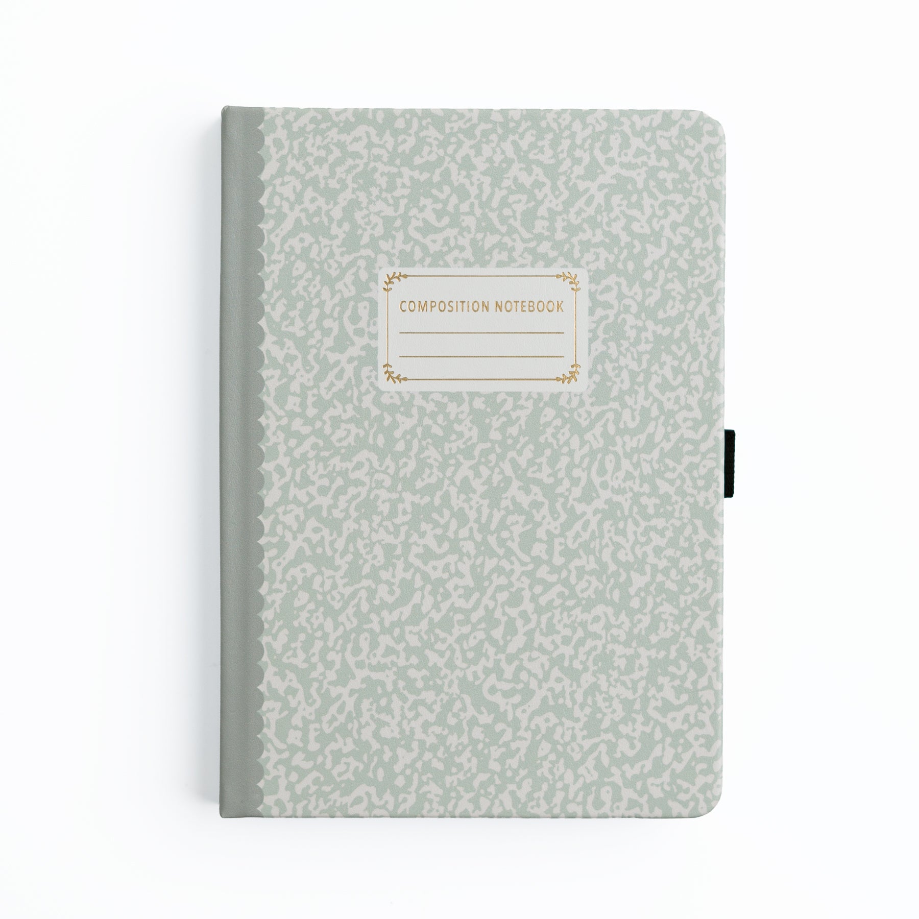 Composition notebook with a subtle pattern on a white background