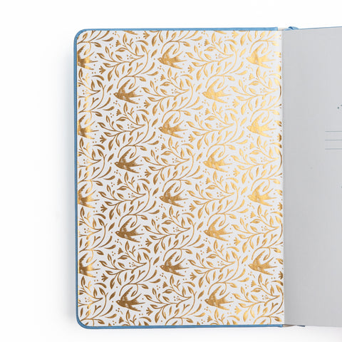 Songbird in Warm Gray Dot Grid Notebook